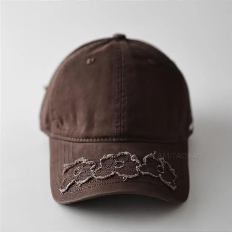 Women Brown Embroidered Baseball Cap with Patched Brim — feature 9