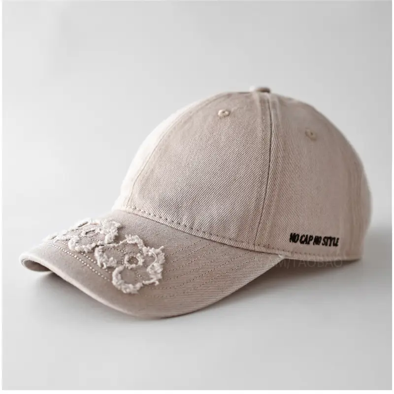 Women Brown Embroidered Baseball Cap with Patched Brim - Image 2