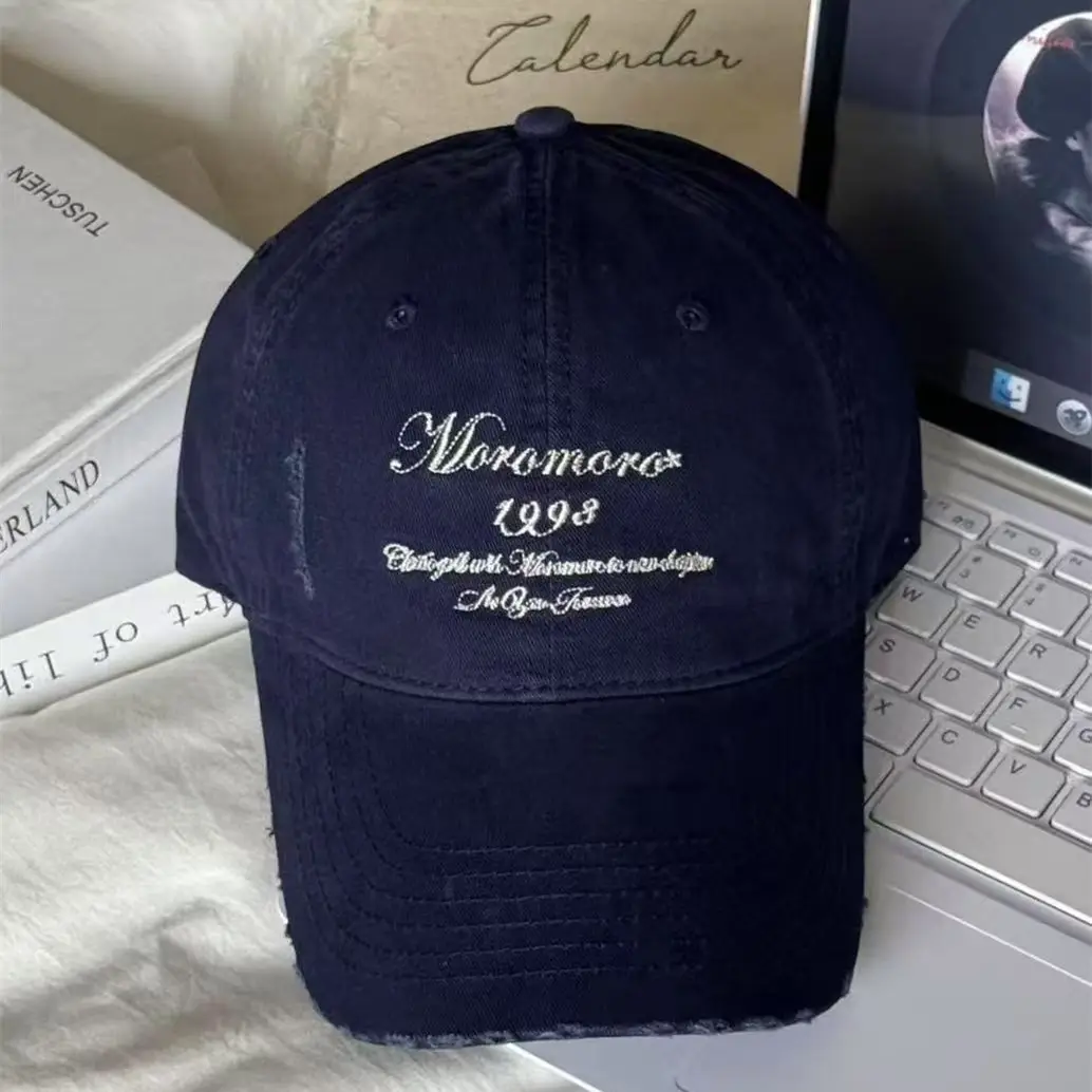 American Retro Letter Embroidery Distressed Cap for Women - Image 5