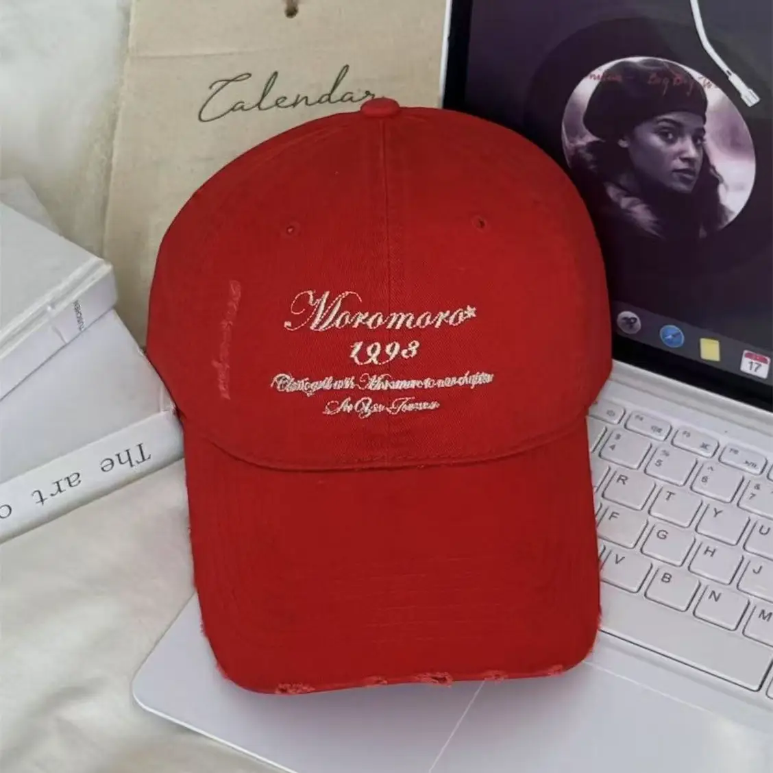 American Retro Letter Embroidery Distressed Cap for Women - Image 3