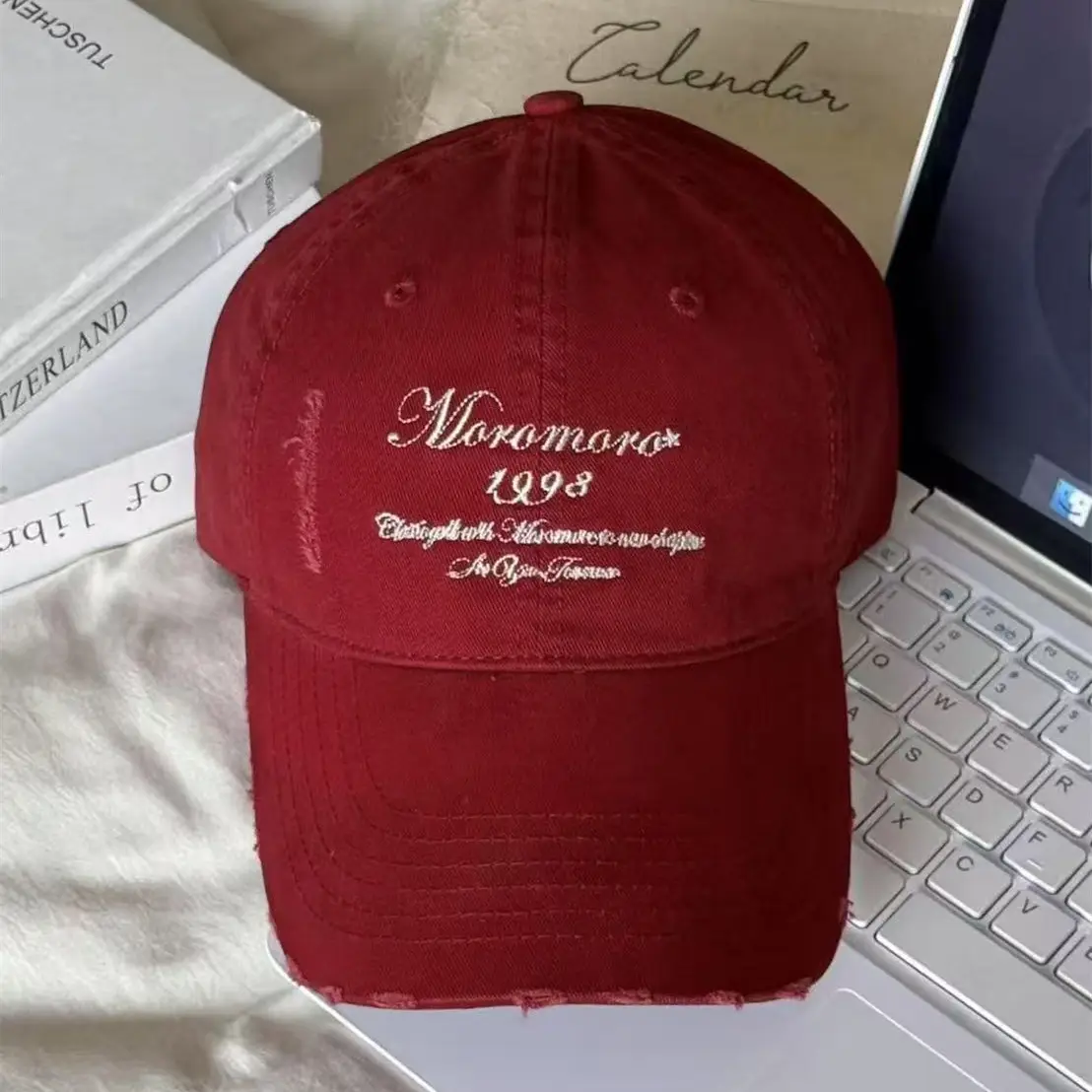 American Retro Letter Embroidery Distressed Cap for Women - Image 4