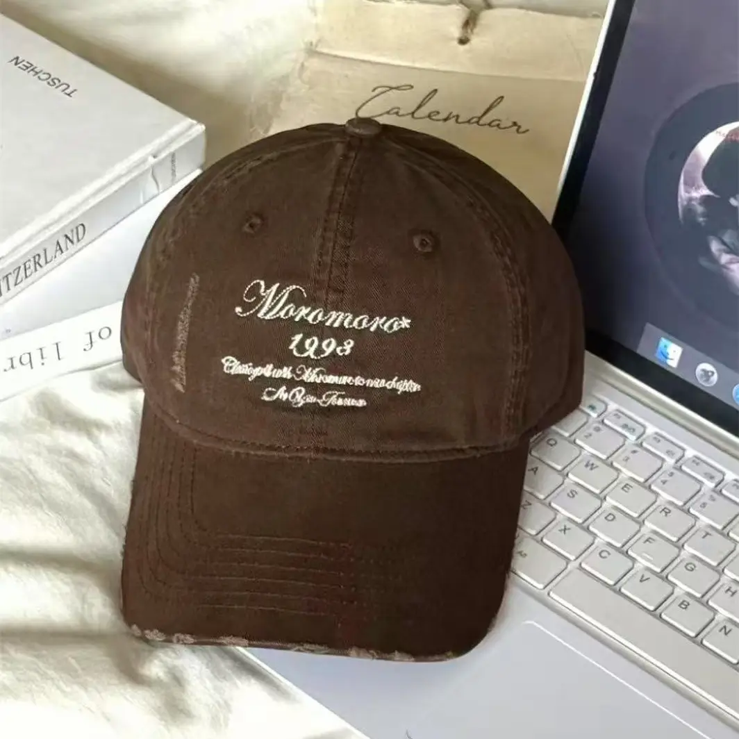 American Retro Letter Embroidery Distressed Cap for Women - Image 8