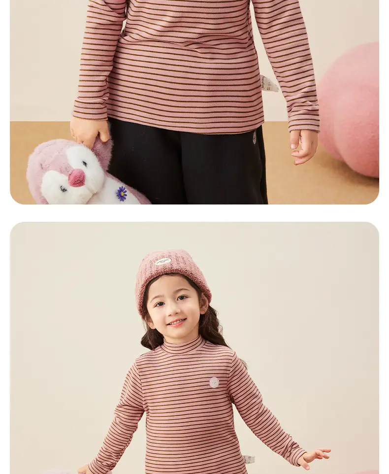 Kids Warm Fleece Long Sleeve Striped Top & Pants Set — feature 12