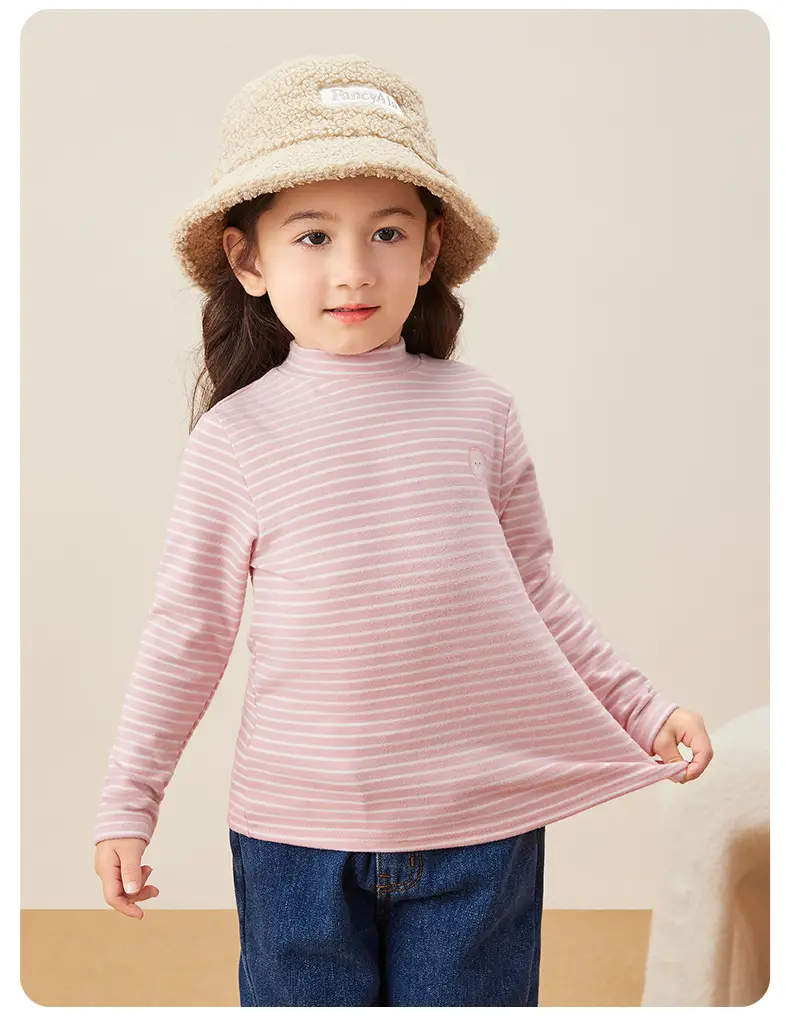 Kids Warm Fleece Long Sleeve Striped Top & Pants Set — feature 14