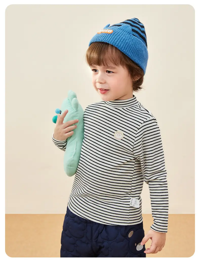 Kids Warm Fleece Long Sleeve Striped Top & Pants Set — feature 18