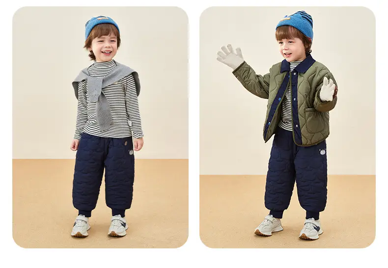 Kids Warm Fleece Long Sleeve Striped Top & Pants Set — feature 19