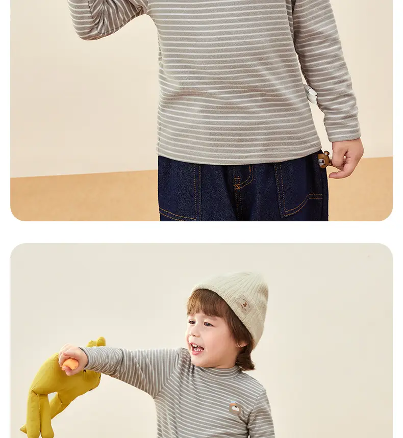 Kids Warm Fleece Long Sleeve Striped Top & Pants Set — feature 21