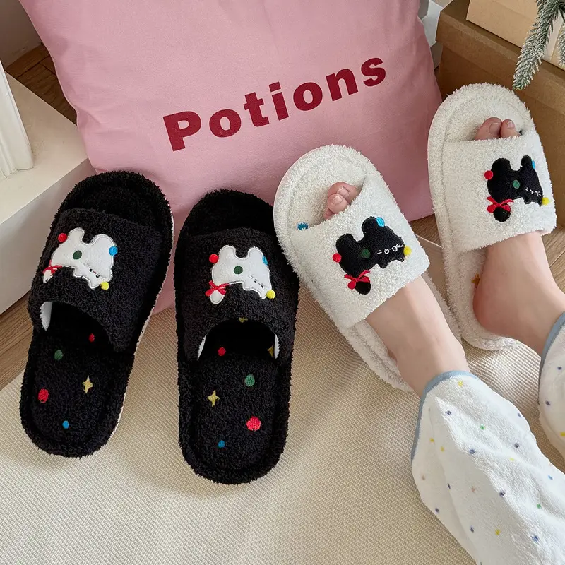 Cute Cartoon Furry Slippers for Women Open Toe Summer - Image 4
