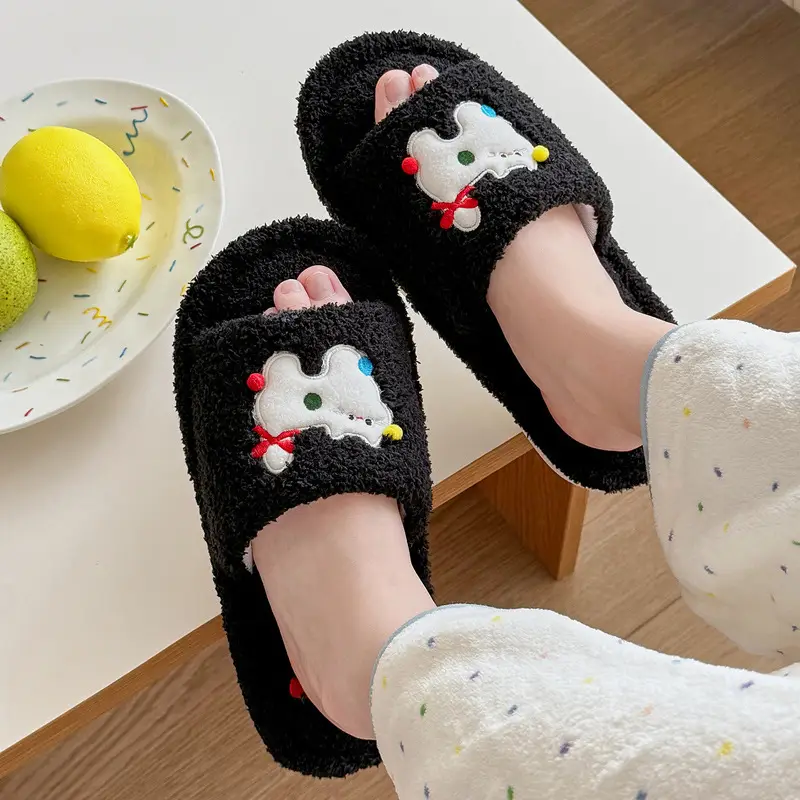 Cute Cartoon Furry Slippers for Women Open Toe Summer - Image 6