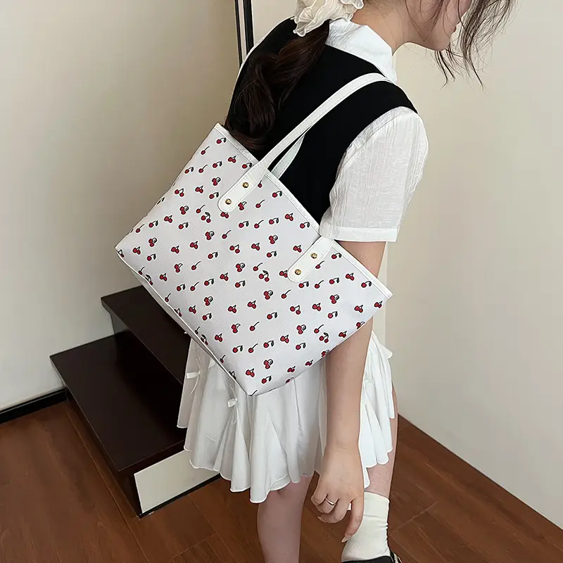 Women Cross-Border Contrasting Cherry Print Shoulder Bag 2025 - Image 5