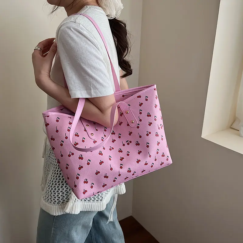 Women Cross-Border Contrasting Cherry Print Shoulder Bag 2025 - Image 6