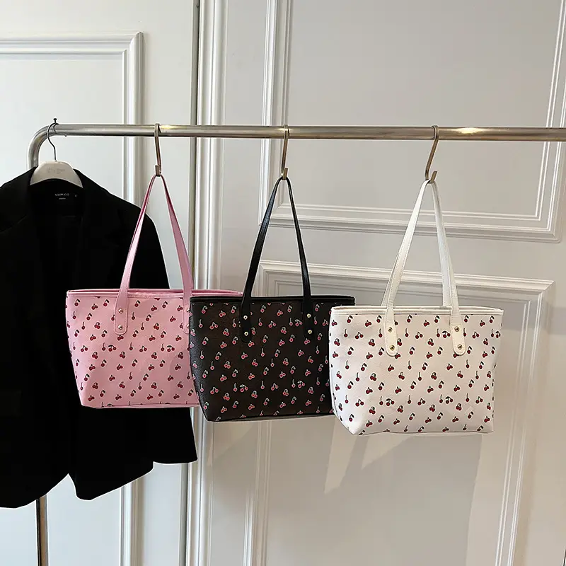 Women Cross-Border Contrasting Cherry Print Shoulder Bag 2025 - Image 7