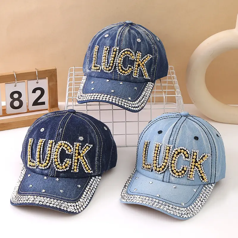 Women's Blue Rivet Baseball Cap with "BOSS" Embroidery - Image 16