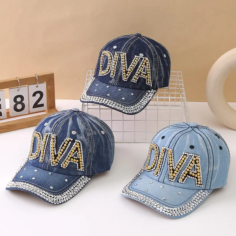 Women's Blue Rivet Baseball Cap with "BOSS" Embroidery - Image 17