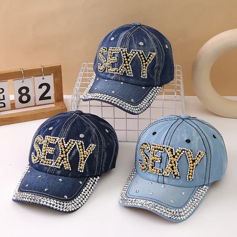 Women's Blue Rivet Baseball Cap with "BOSS" Embroidery - Image 19
