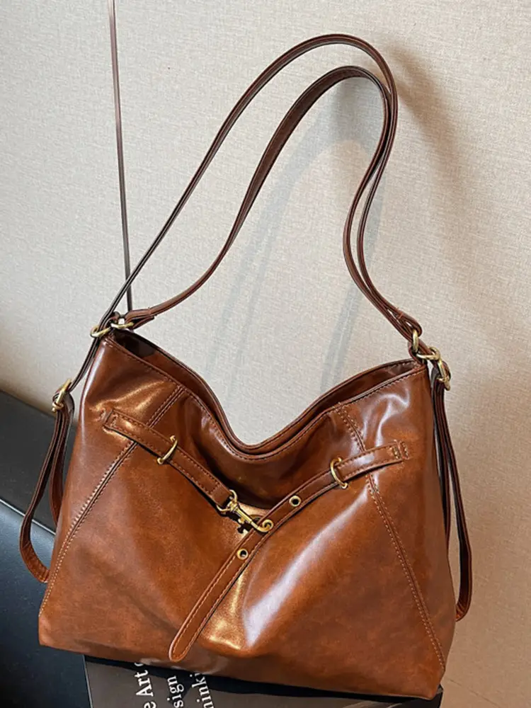 Retro Brown Leather Shoulder Bag for Women 2025 - Image 4