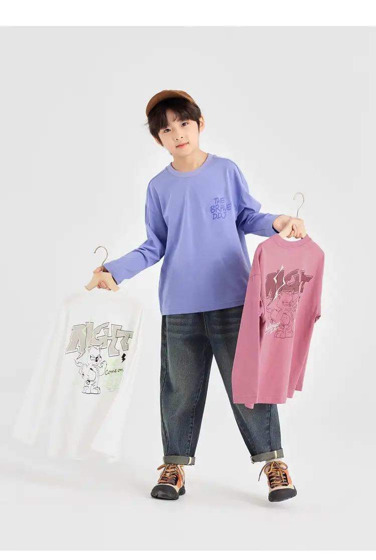 Duoduo Boys Long Sleeve T-Shirt Pink Anti Pilling 2025 — feature 3