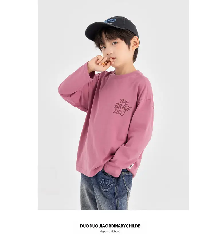 Duoduo Boys Long Sleeve T-Shirt Pink Anti Pilling 2025 — feature 40
