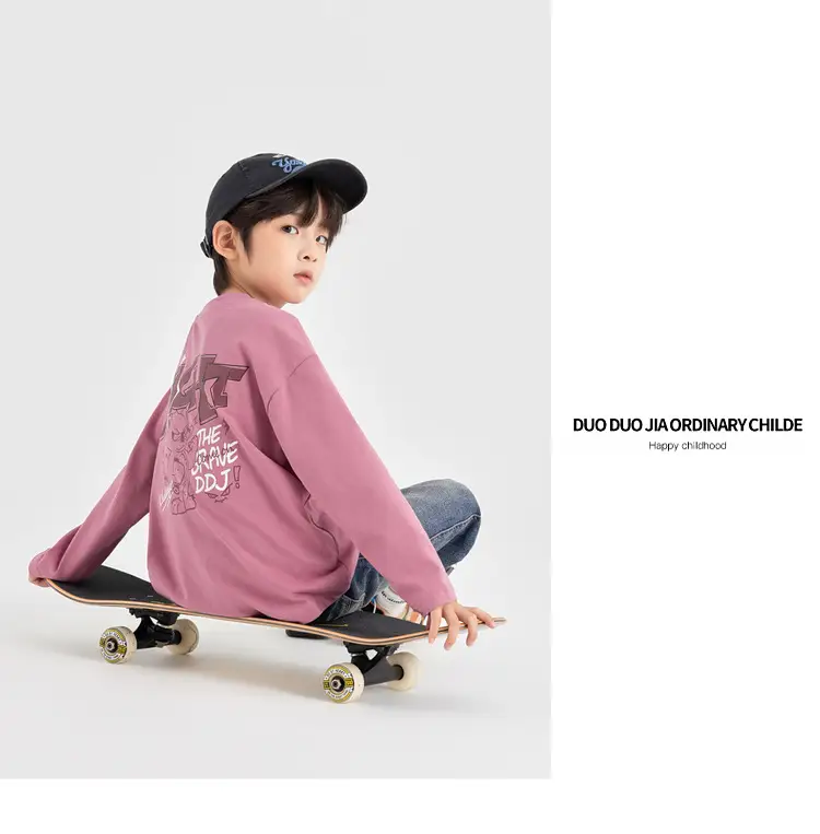 Duoduo Boys Long Sleeve T-Shirt Pink Anti Pilling 2025 — feature 43