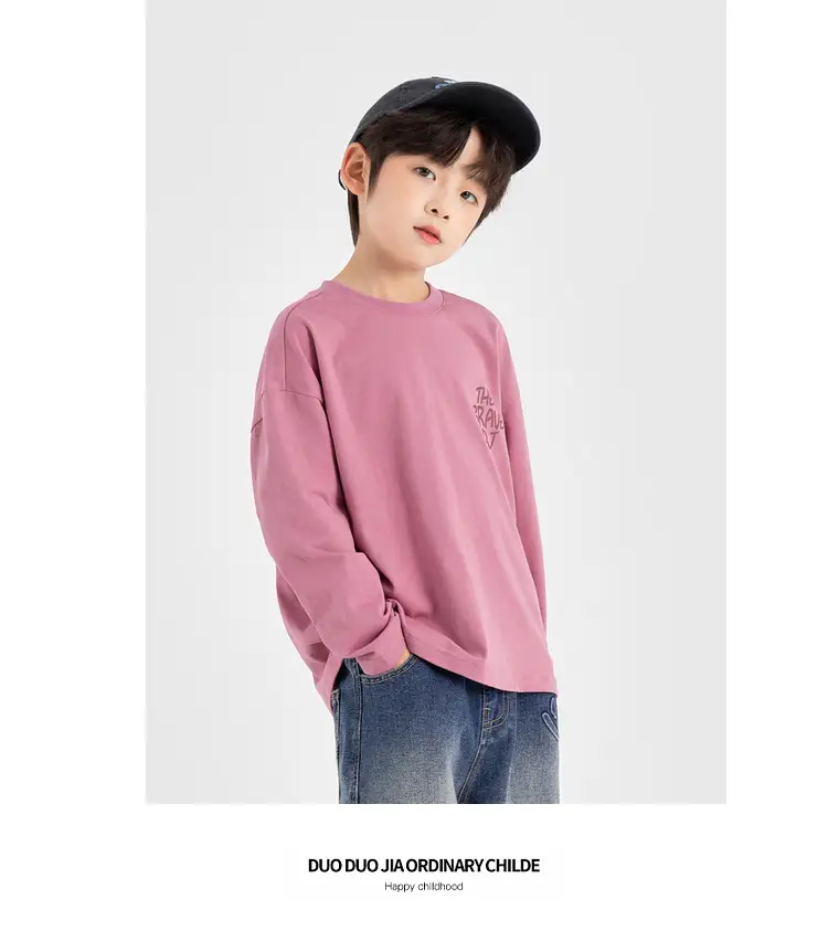 Duoduo Boys Long Sleeve T-Shirt Pink Anti Pilling 2025 — feature 46