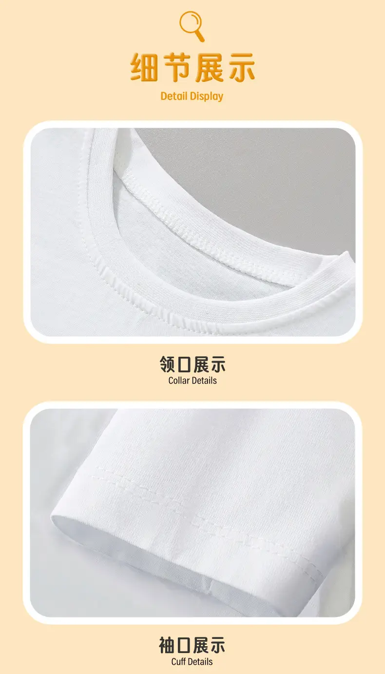 White Long Sleeve Kids T-Shirt Cartoon Shark Print — feature 9