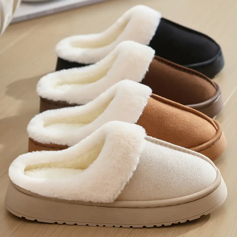 2025 New Home Cotton Slippers for Women Indoor Home Non-Slip Winter Warm Outerwear Stuffed Slippers for Men