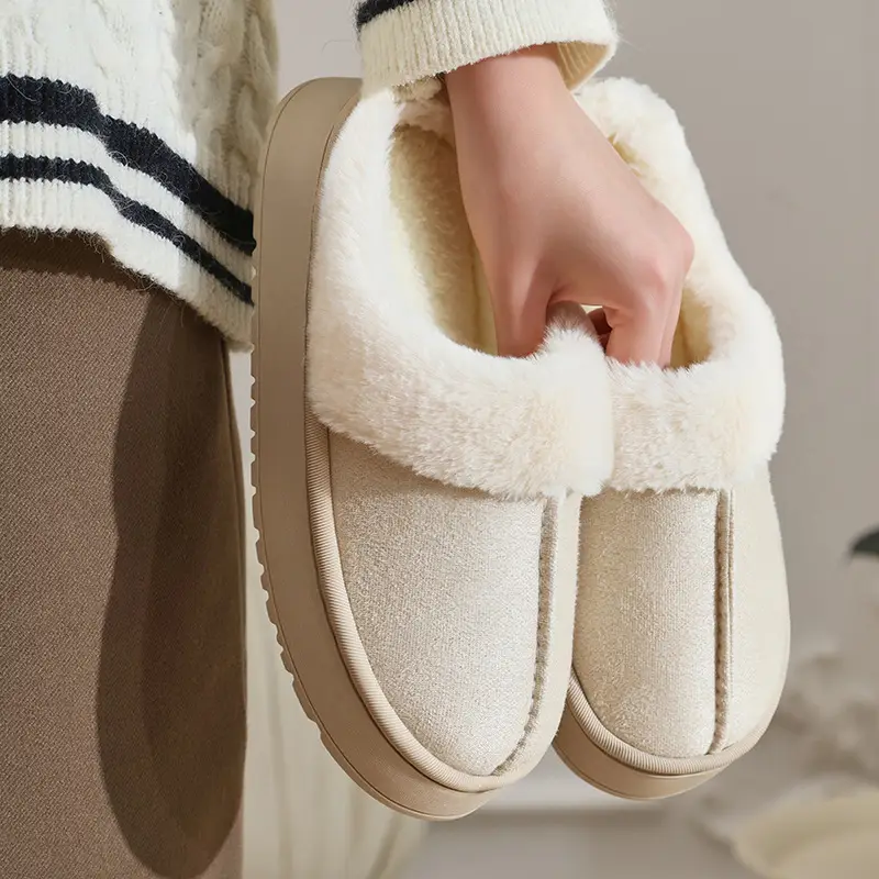 2025 New Home Cotton Slippers for Women Indoor Home Non-Slip Winter Warm Outerwear Stuffed Slippers for Men