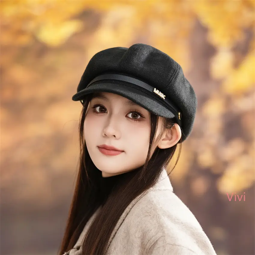 Japanese Retro Octagonal Face-Slimming Hat for Women - Image 7