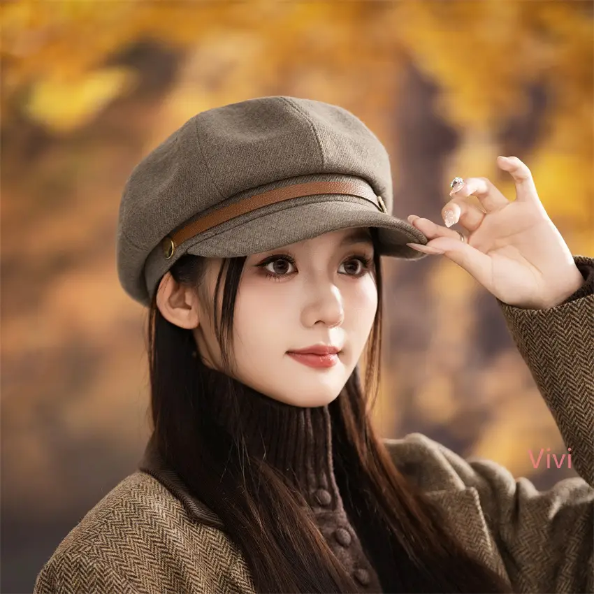 Japanese Retro Octagonal Face-Slimming Hat for Women - Image 8