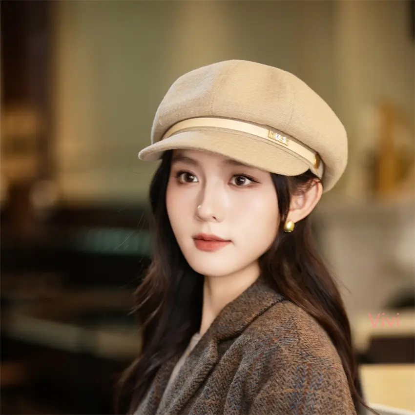 Japanese Retro Octagonal Face-Slimming Hat for Women - Image 9