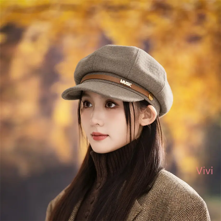 Japanese Retro Octagonal Face-Slimming Hat for Women — feature 2