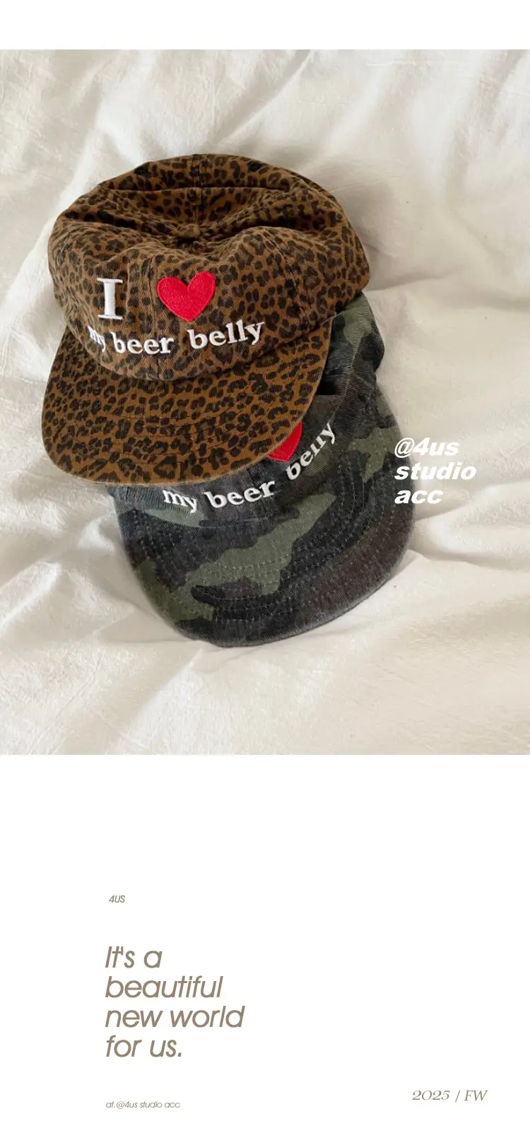 Women Leopard Print Beer Belly Cap with Heart — feature 11