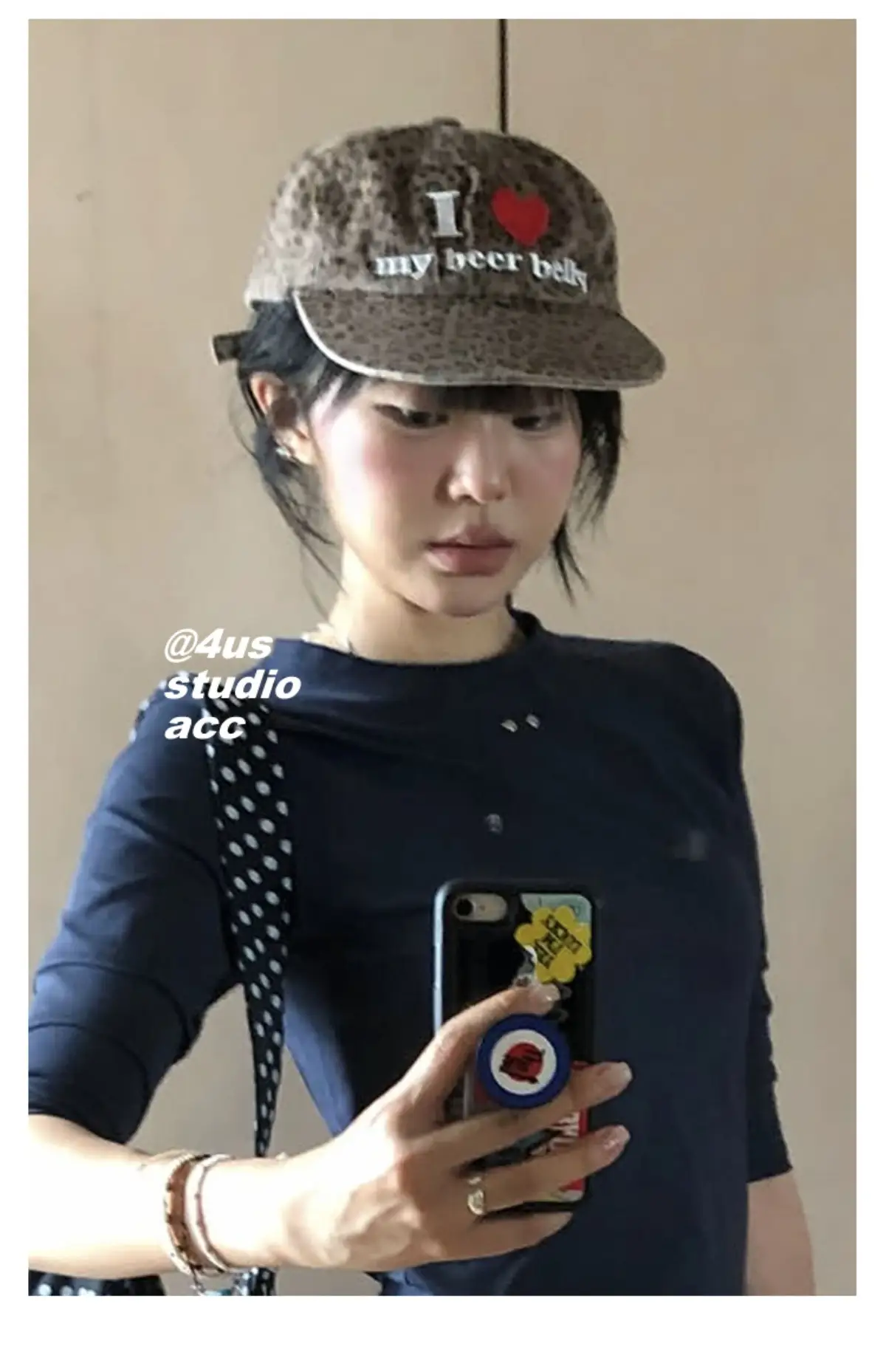 Women Leopard Print Beer Belly Cap with Heart — feature 4