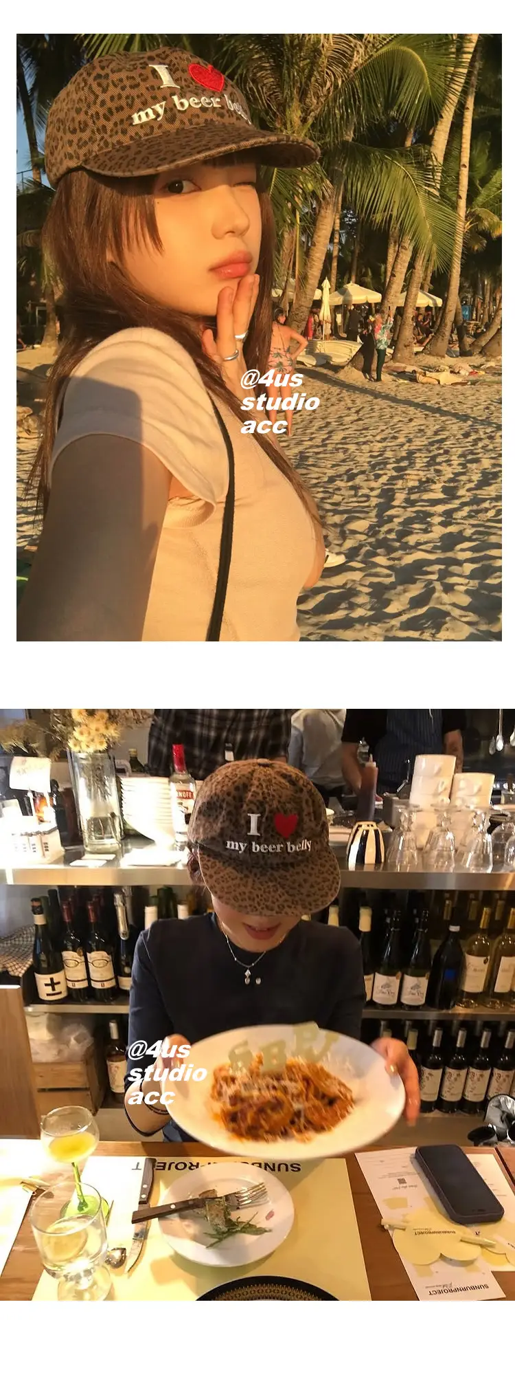 Women Leopard Print Beer Belly Cap with Heart — feature 7