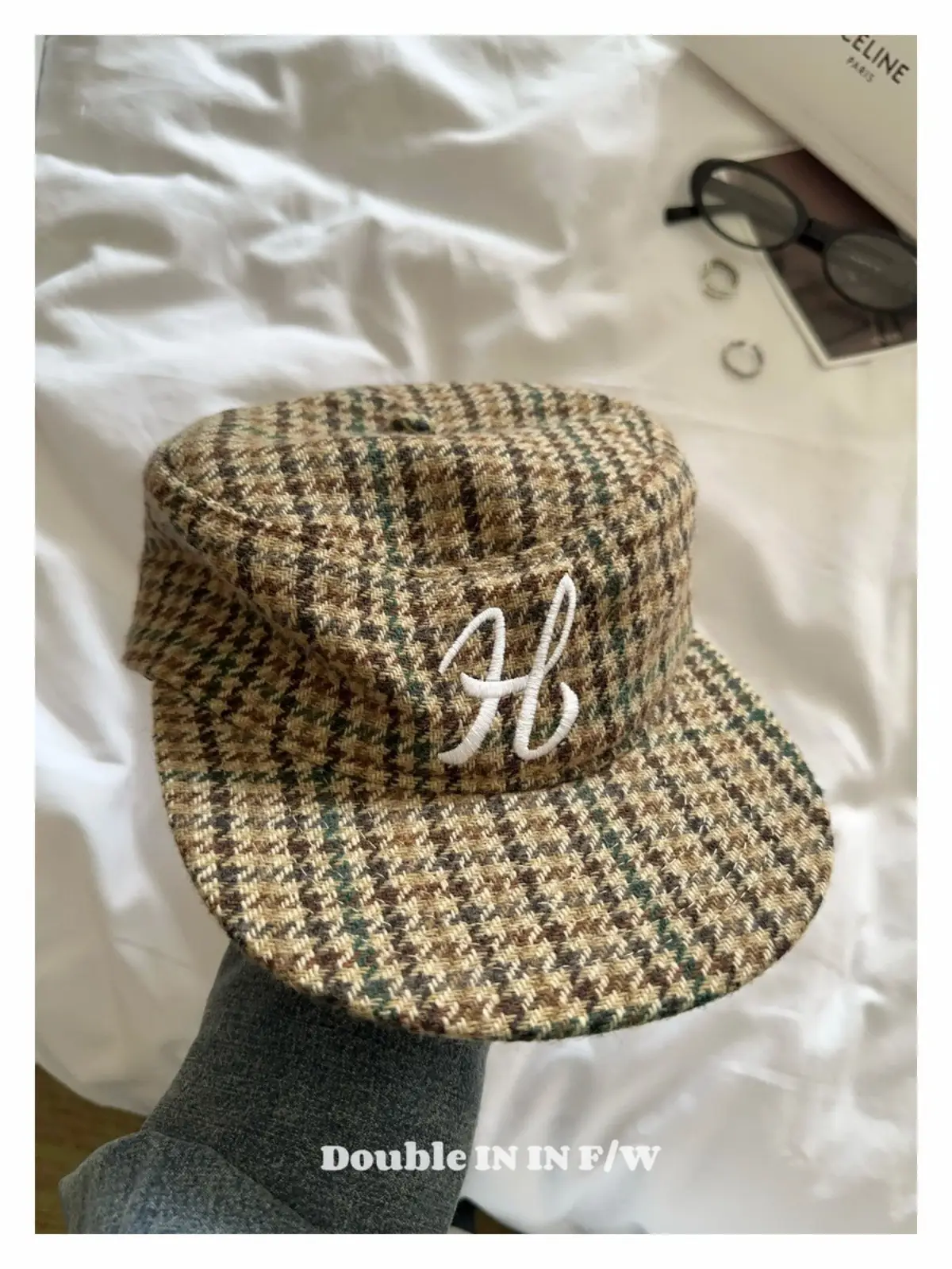 Women Black Houndstooth Embroidered Baseball Cap — feature 26