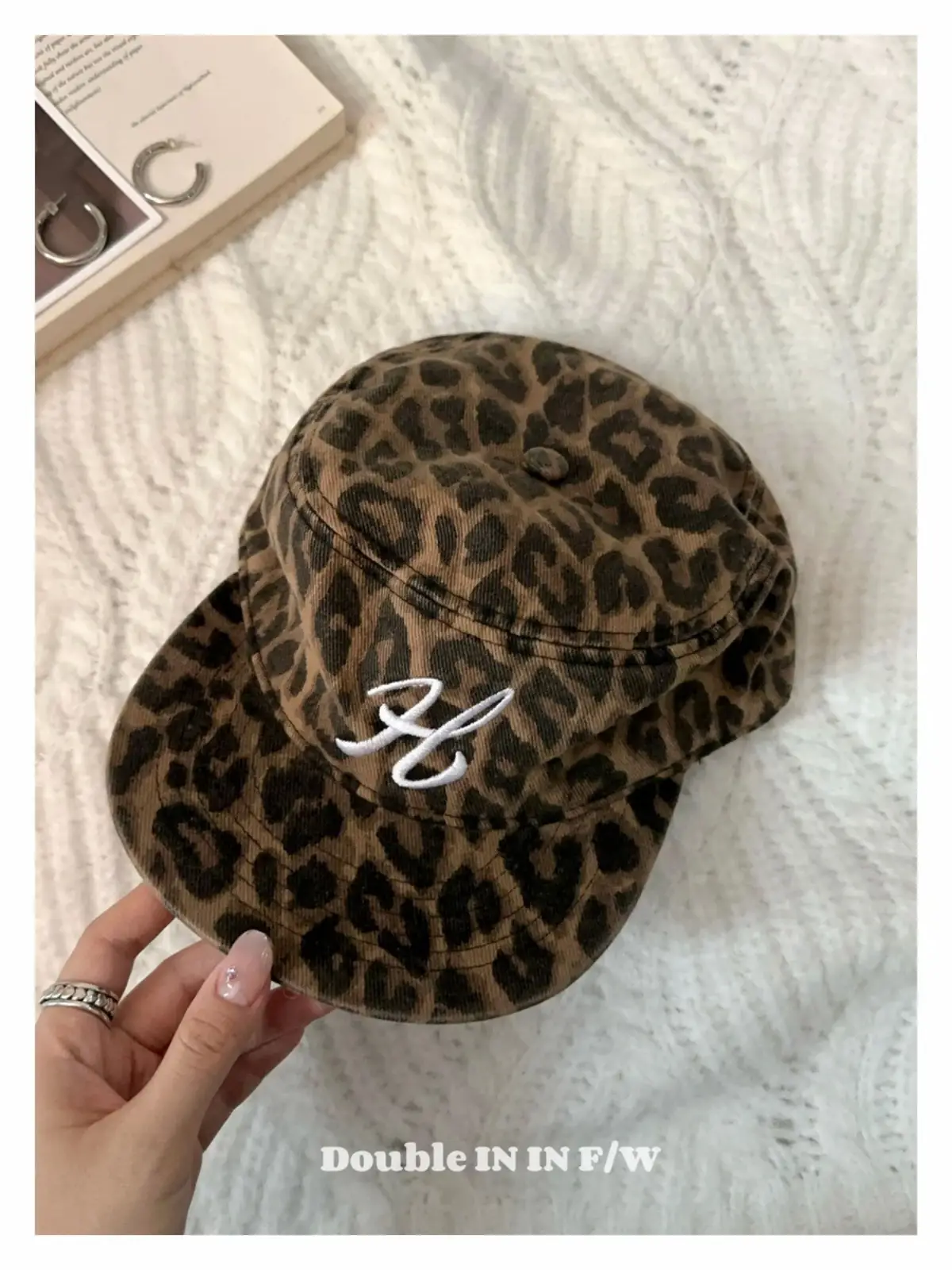 Women Black Houndstooth Embroidered Baseball Cap — feature 27
