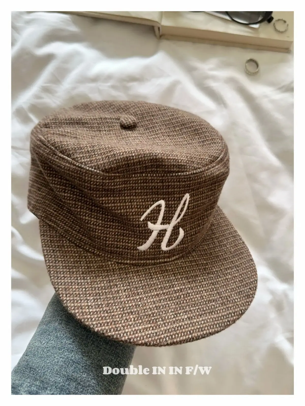 Women Black Houndstooth Embroidered Baseball Cap — feature 28