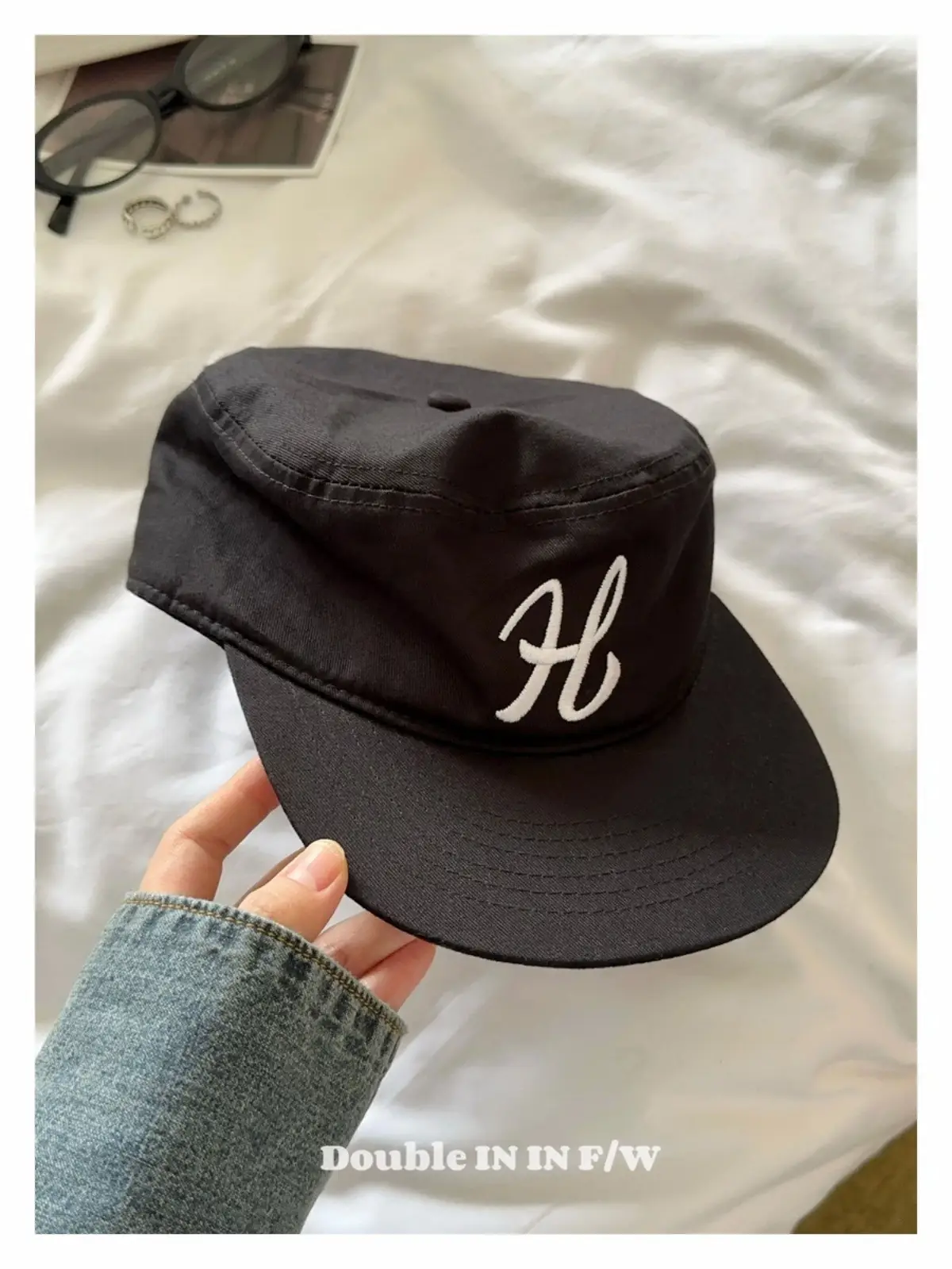 Women Black Houndstooth Embroidered Baseball Cap — feature 29