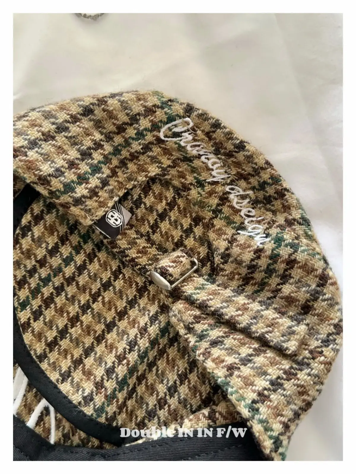 Women Black Houndstooth Embroidered Baseball Cap — feature 31