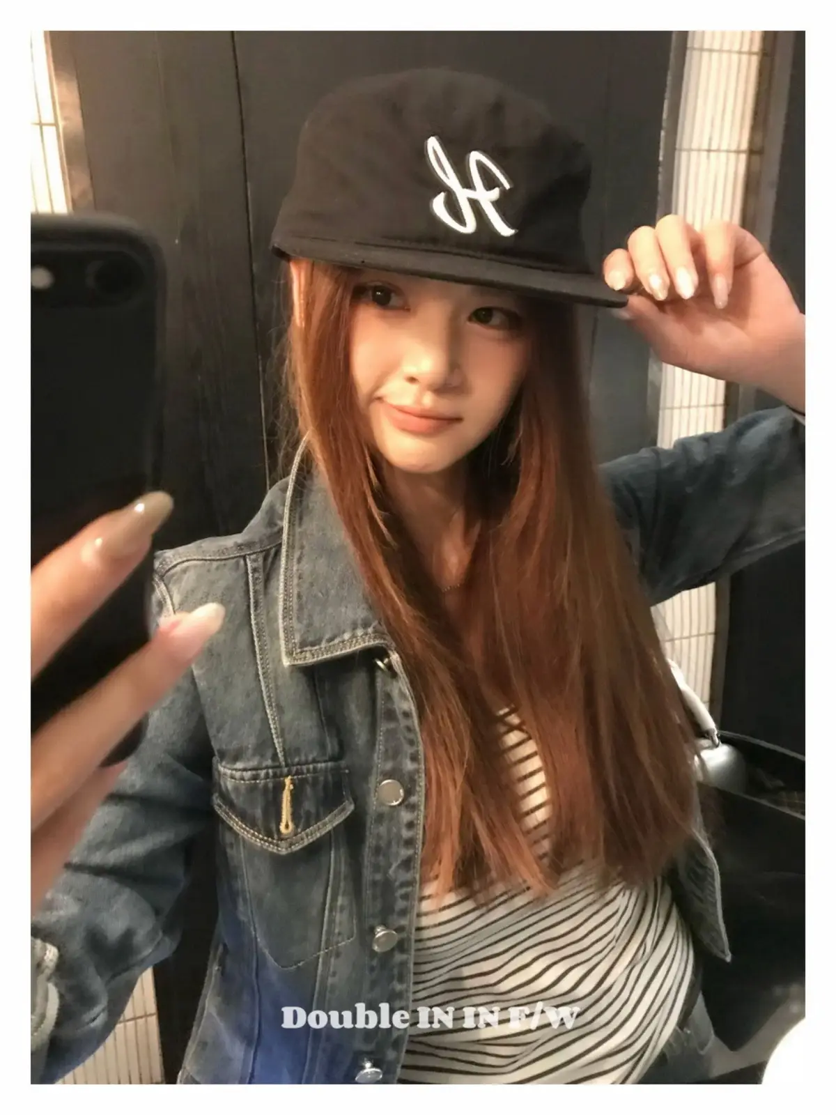 Women Black Houndstooth Embroidered Baseball Cap — feature 6