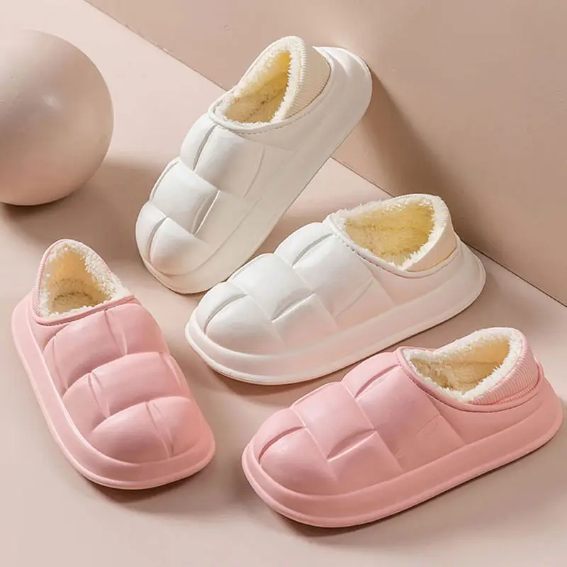 Pink Women's Waterproof Cotton Slippers Winter Warm Maternity Shoes
