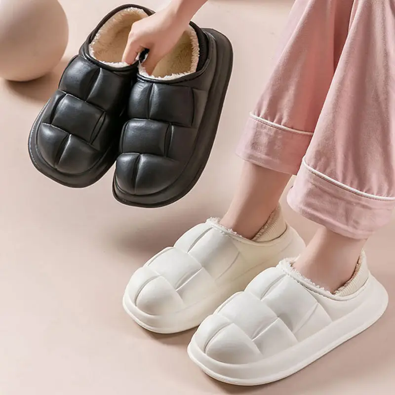 Pink Women's Waterproof Cotton Slippers Winter Warm Maternity Shoes