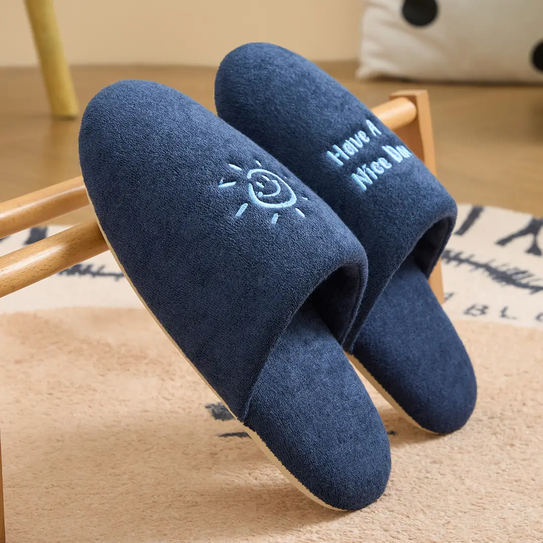 Home Silent Slippers for Women Autumn and Winter Indoor Non-Slip Silent Floor Couple Style Simple Warm Cotton Slippers for Men - Image 9