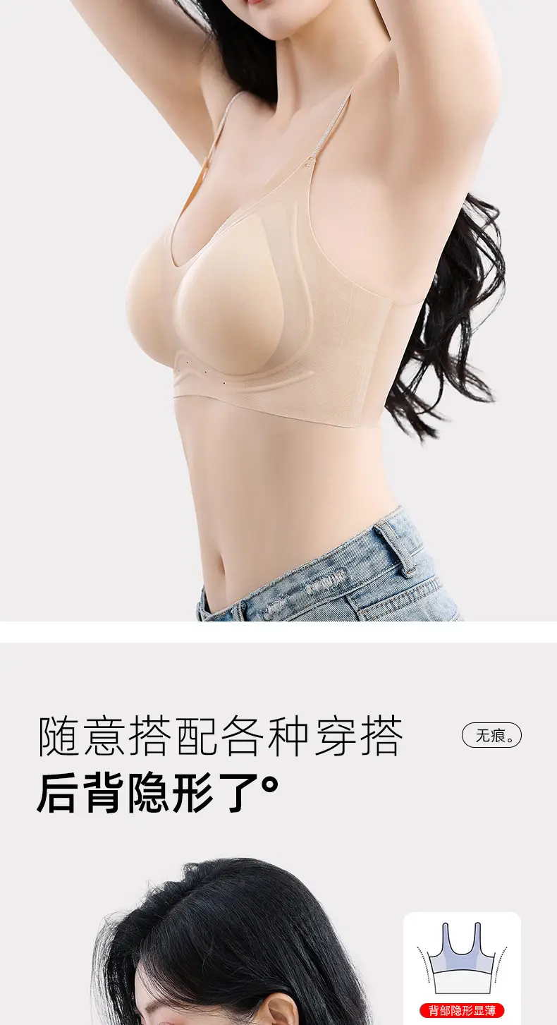Seamless Jelly Glue Cool Soft Support Intimates Women's Soft Wire-Free Semi-Fixed Cup Breathable Vest Bra — feature 20