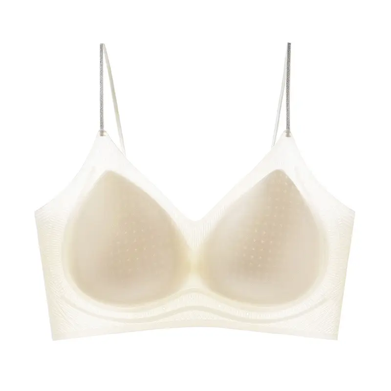 Seamless Jelly Glue Cool Soft Support Intimates Women's Soft Wire-Free Semi-Fixed Cup Breathable Vest Bra