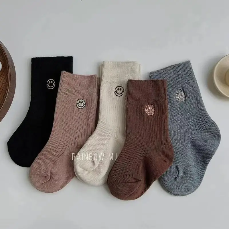 Autumn and Winter Smiling Face Retro Kidsren's Socks Winter Trendy Cotton Socks Boys and Girls Baby Winter Kidsren's Socks