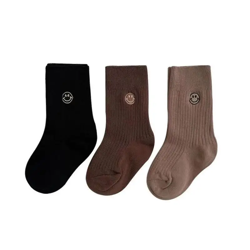 Autumn and Winter Smiling Face Retro Kidsren's Socks Winter Trendy Cotton Socks Boys and Girls Baby Winter Kidsren's Socks