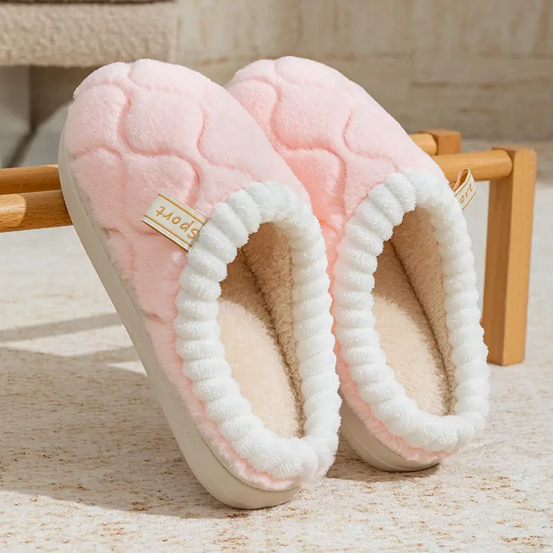 New Couple Cotton Slippers for Autumn and Winter, Indoor Non-Slip Thick-Soled Home Cotton Slippers, Warm Plush Home Slippers - Image 5