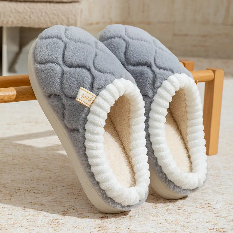 New Couple Cotton Slippers for Autumn and Winter, Indoor Non-Slip Thick-Soled Home Cotton Slippers, Warm Plush Home Slippers - Image 6