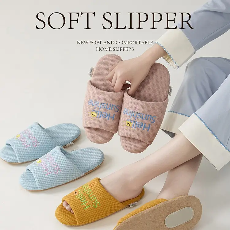 Cross-Border Foreign Trade Women's Slippers Embroidered Slippers Silent Home Open Slippers Wooden Floor Slippers - Image 10